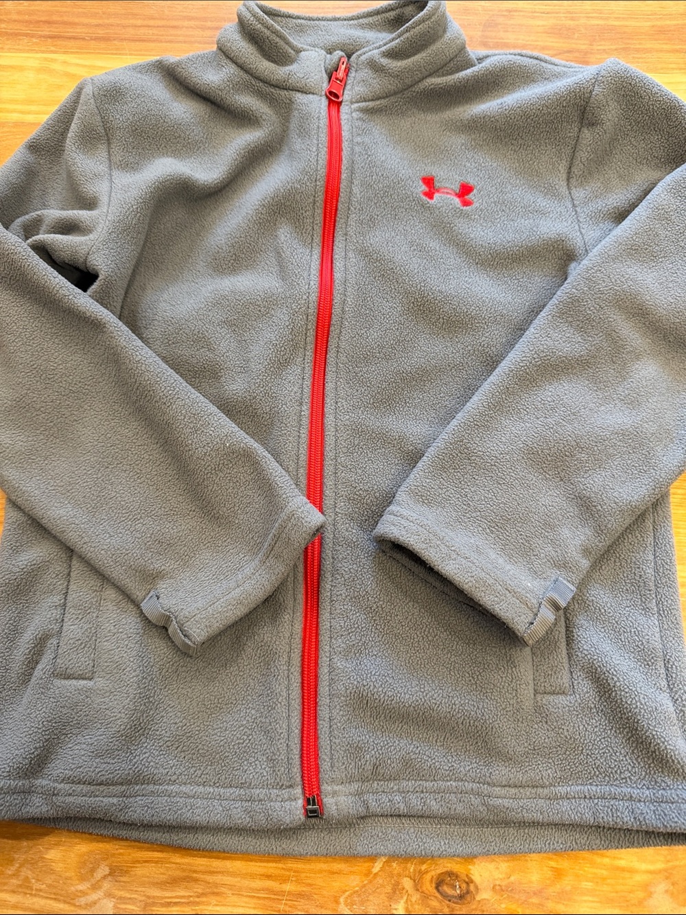 Under Armour Gray Fleece Jacket with Red Zip and Logo